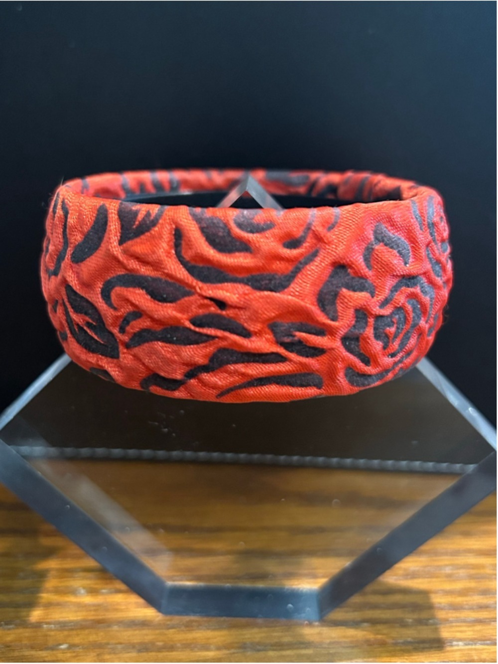 Women's Fabric Bangle Bracelet One Size Red Black